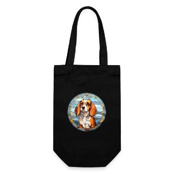 Tyroler Bracke Dog Breed Stained Glass Colorful Wa - Gift Bag for Bottles - black - Front