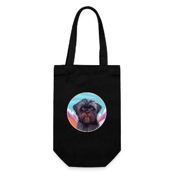 Affenpinscher chien race dessin animé kawaii aquarelle - Sac à bouteille - noir - Devant