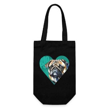 Mops Portrait - Geschenkbeutel für Flaschen - Schwarz - Vorne
