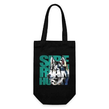 Sibirischer Husky Portrait - Geschenkbeutel für Flaschen - Schwarz - Vorne