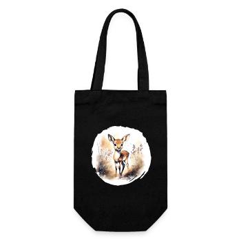 Fawn Watercolor - Gift Bag for Bottles - black - Front