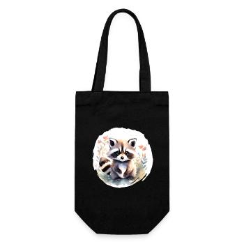 Waschbär Aquarell - Geschenkbeutel für Flaschen - Schwarz - Vorne