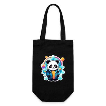 Dessin de panda - Sac à bouteille - noir - Devant