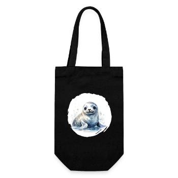Seal Watercolor - Gift Bag for Bottles - black - Front