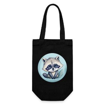 Illustration aquarelle Bébé Raton-laveur Mignon - Sac à bouteille - noir - Devant