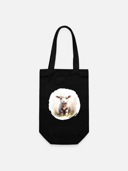 Lamm Aquarell - Geschenkbeutel für Flaschen - Schwarz