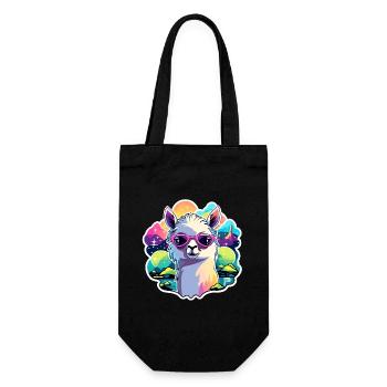Llama Alpaca Illustration - Gift Bag for Bottles - black - Front