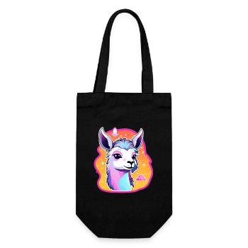 Llama Alpaca Illustration - Gift Bag for Bottles - black - Front