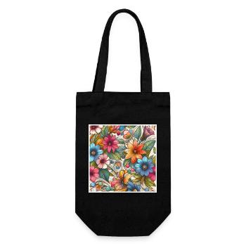 Colorful Plant Flowers - Gift Bag for Bottles - black - Front