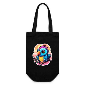 Parrot Bird Illustration - Gift Bag for Bottles - black - Front