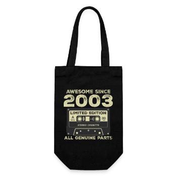 2003 Birthday Born In 2003 Vintage Retro - Gift Bag for Bottles - black - Front