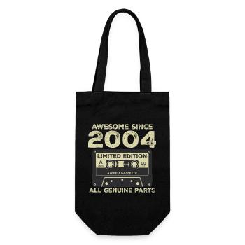 2004 Birthday Born in 2004 Vintage Retro - Gift Bag for Bottles - black - Front