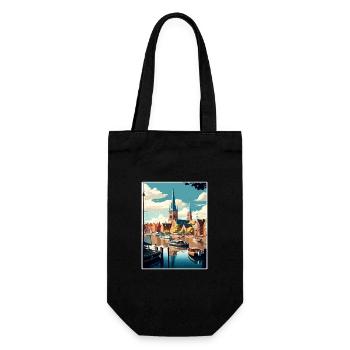 Flensburg Germany Vintage Travel Poster Souvenir - Gift Bag for Bottles - black - Front