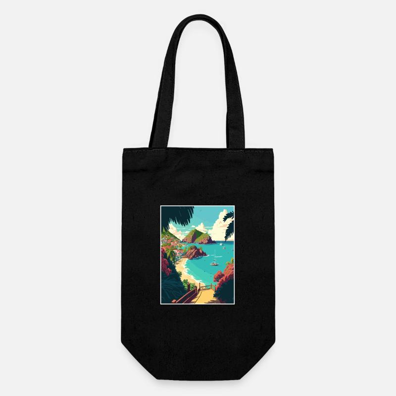 St Barth Caraïbes Vintage voyage affiche Souvenir - Sac à bouteille - noir
