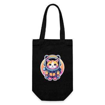 Cat Astronaut Illustration - Gift Bag for Bottles - black - Front