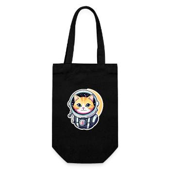 Cat Astronaut Illustration - Gift Bag for Bottles - black - Front
