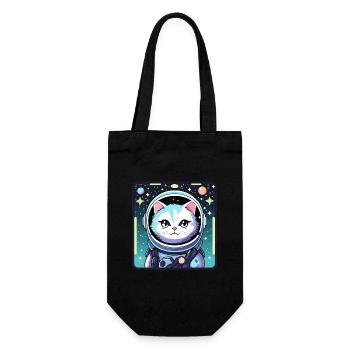 Cat Astronaut Illustration - Gift Bag for Bottles - black - Front