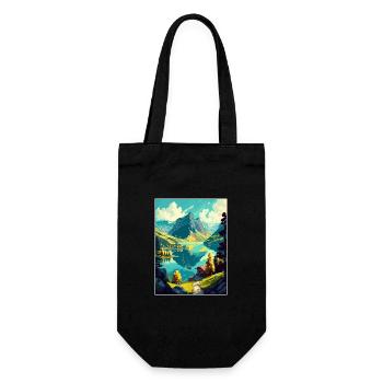 Wolfgangsee Austria Vintage Reiseposter Souvenir - Geschenkbeutel für Flaschen - Schwarz - Vorne