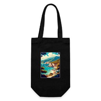 Lefkada Griechenland Dekoration Vintage Reise Poster - Geschenkbeutel für Flaschen - Schwarz - Vorne
