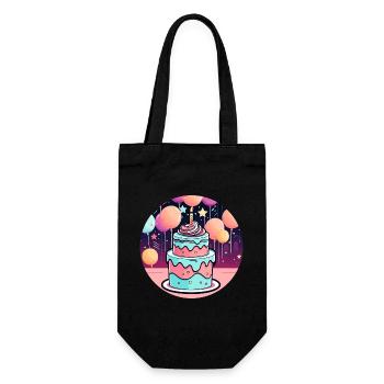 Birthday Cake Illustration - Gift Bag for Bottles - black - Front