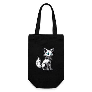 Fuchs Skelett Illustration - Geschenkbeutel für Flaschen - Schwarz - Vorne