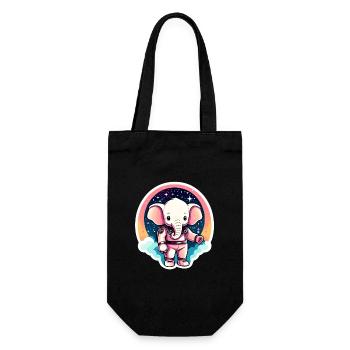 Elephant Astronaut Illustration - Gift Bag for Bottles - black - Front