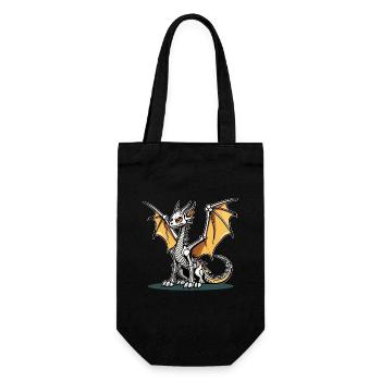 Cute Dragon Skeleton Illustration - Gift Bag for Bottles - black - Front