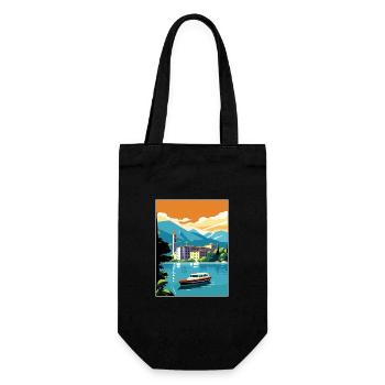 Comer See Italien Dekoration Vintage Reiseposter - Geschenkbeutel für Flaschen - Schwarz - Vorne
