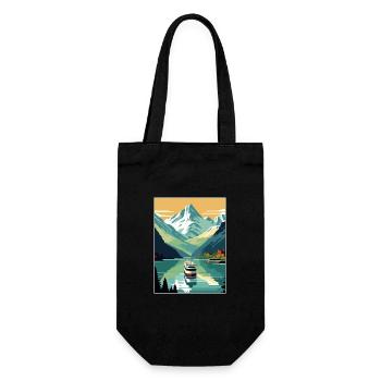 Die Fjorde Norwegen Norwegische Berge Skandinavisch - Geschenkbeutel für Flaschen - Schwarz - Vorne