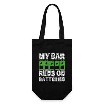 My Car Runs On Batteries eCar Electric Car - Gift Bag for Bottles - black - Front