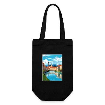 Ljubljana Slovenia Vintage Travel Poster Souvenir - Gift Bag for Bottles - black - Front
