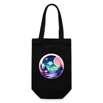 Moon Landscape Illustration - Gift Bag for Bottles - black - Front