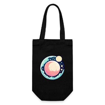 Moon Landscape Illustration - Gift Bag for Bottles - black - Front