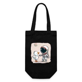 Mignon astronaute et oie dessin animé Design | Espace - Sac à bouteille - noir - Devant
