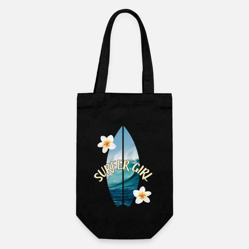 Fille surfeuse - Sac à bouteille - noir
