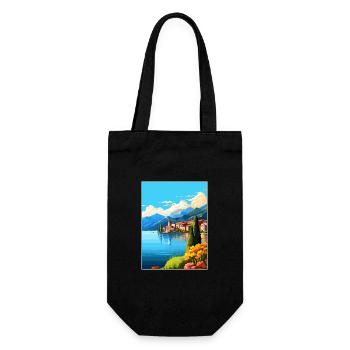 Comer See Italien Dekoration Vintage Reiseposter - Geschenkbeutel für Flaschen - Schwarz - Vorne