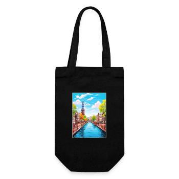 Amsterdam Netherlands Vintage Travel Poster WPA - Gift Bag for Bottles - black - Front