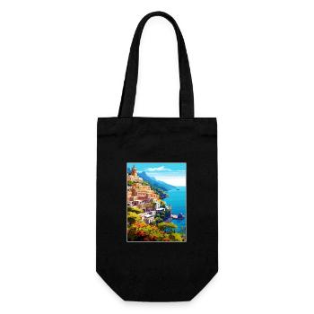Amalfi Italie Décoration Vintage Voyage Affiche WPA - Sac à bouteille - noir - Devant