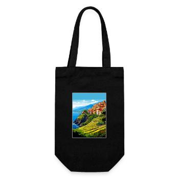 Cinque Terre Italy Decoration Patmos Travel Poster - Gift Bag for Bottles - black - Front