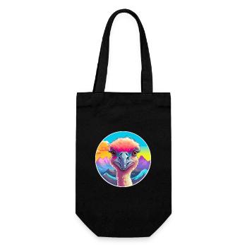 Autruche Aquarelle Dessin Animé Kawaii Animal De Compagnie Animal Couleur - Sac à bouteille - noir - Devant