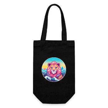 Lion Watercolor Cartoon Kawaii Pet Animal Colorful - Gift Bag for Bottles - black - Front