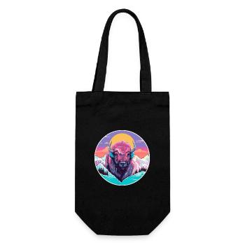 Bison Aquarelle Dessin Animé Kawaii Animal Animal Colorfu - Sac à bouteille - noir - Devant