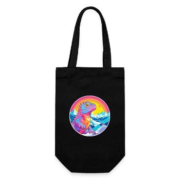 Caméléon aquarelle dessin animé Kawaii animal de compagnie Col - Sac à bouteille - noir - Devant
