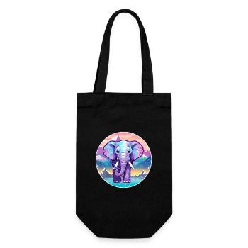 Elefant Aquarell Karikatur Kawaii Haustier Tier Colo - Geschenkbeutel für Flaschen - Schwarz - Vorne