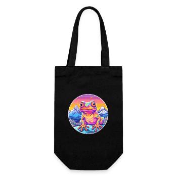 Grenouille Aquarelle Dessin Animé Kawaii Animal De Compagnie Coloré - Sac à bouteille - noir - Devant