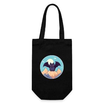 Fledermaus Aquarell Karikatur Kawaii Haustier Tier Bunt - Geschenkbeutel für Flaschen - Schwarz - Vorne
