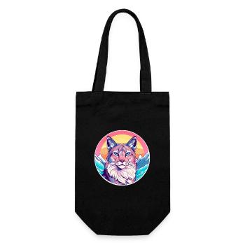 Luchs Aquarell Karikatur Kawaii Haustier Tier Bunt - Geschenkbeutel für Flaschen - Schwarz - Vorne