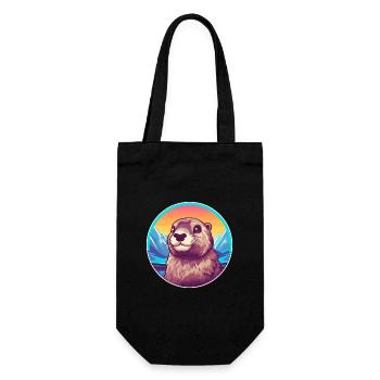 Murmeltier Aquarell Karikatur Kawaii Haustier Tier Col - Geschenkbeutel für Flaschen - Schwarz - Vorne