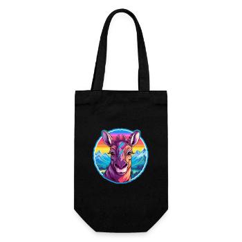 Okapi Watercolor Cartoon Kawaii Pet Animal Colorfu - Gift Bag for Bottles - black - Front