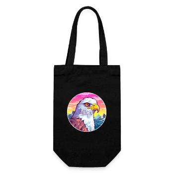Hawk Watercolor Cartoon Kawaii Pet Animal Colorful - Gift Bag for Bottles - black - Front